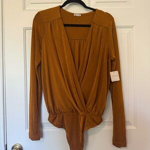 Free People Rust Long Sleeve Bodysuit